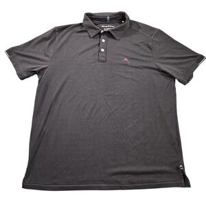 Tommy Bahama Polo Shirt Mens Large Black IslandZone 37.5 Technology Performance